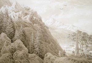 秋（紙に鉛筆でインク） 作： Caspar David Friedrich